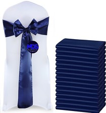 100 Navy Blue Satin Chair Sashes Silky Sateen Chair Bows wedding party d cor