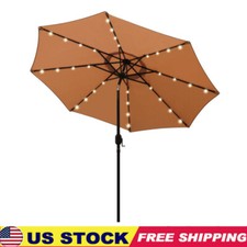 9 ft Outdoor Umbrella Beach Table Market Umbrella 32 LED Lighted Sun Shade New