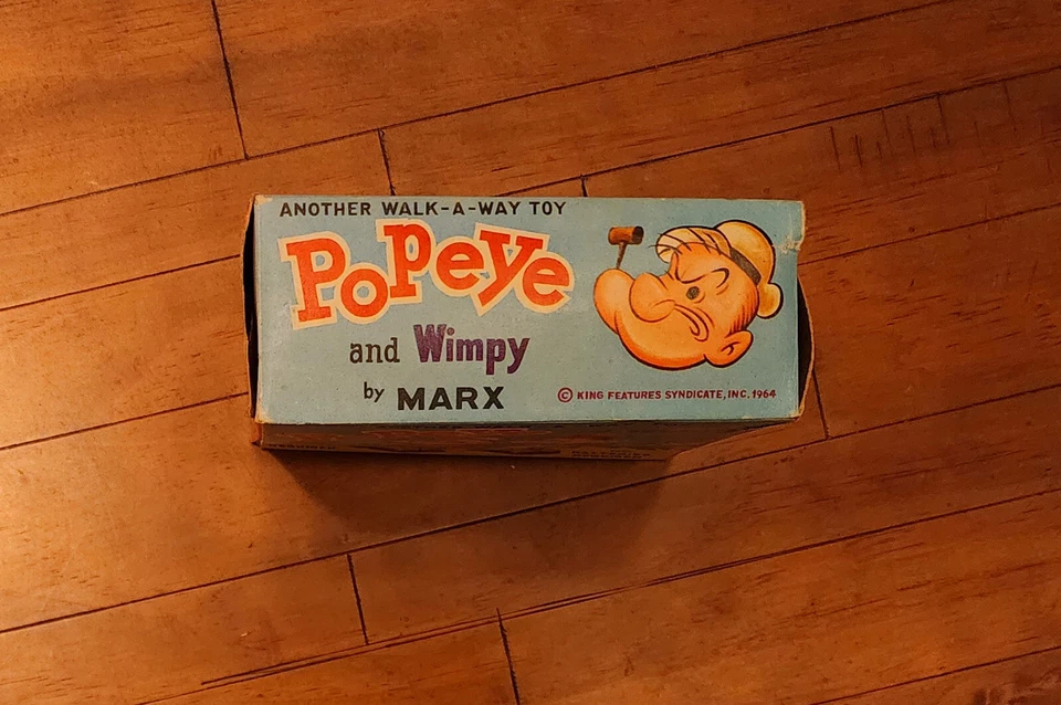 Juguete Walk-a-Way Marx Popeye & Wimpy 1964 vintage en caja Foto 3 de 4
