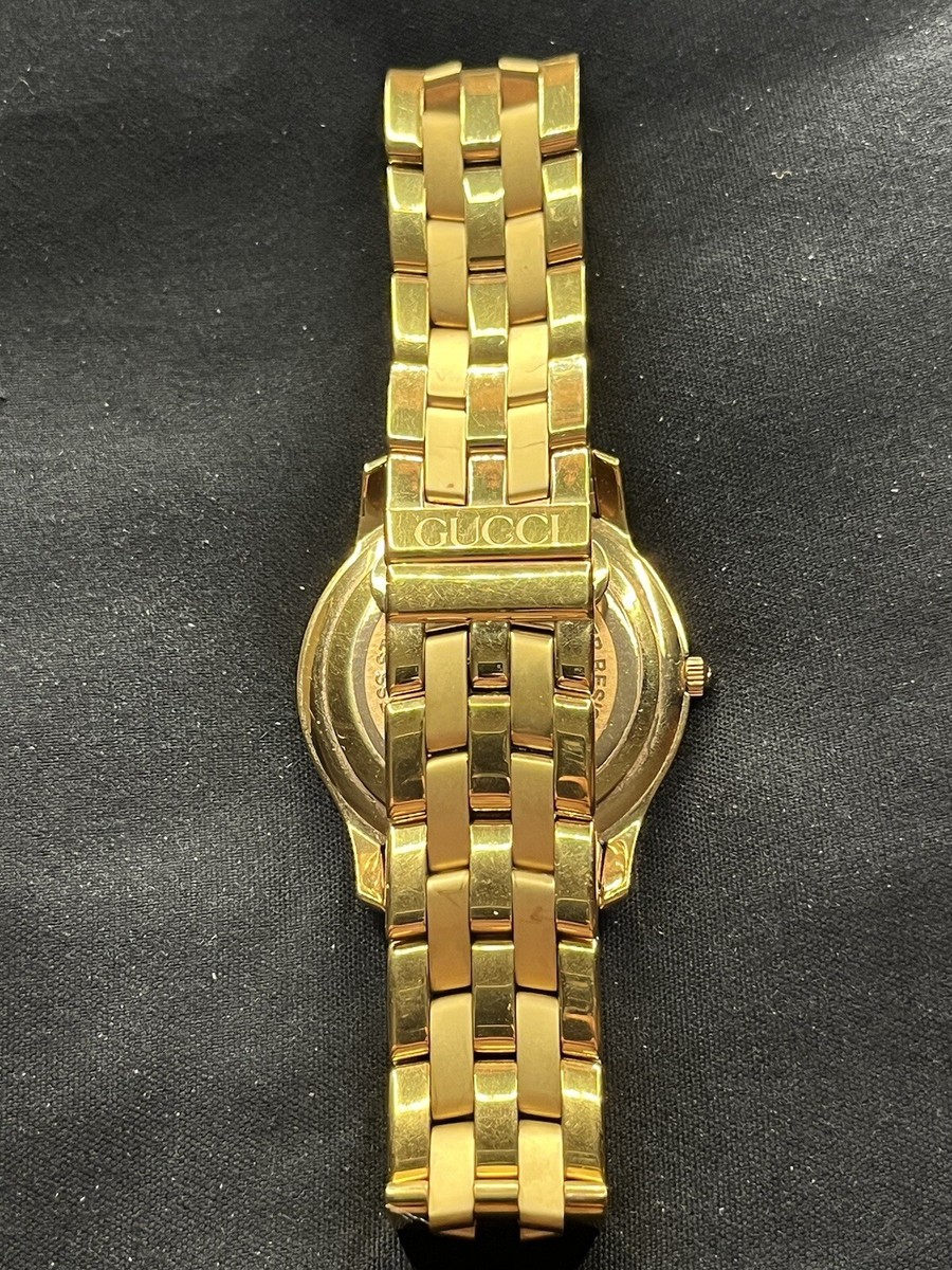 Gucci 5400L 18K Gold Plated Black Dial Women's Watch Vintage 1980