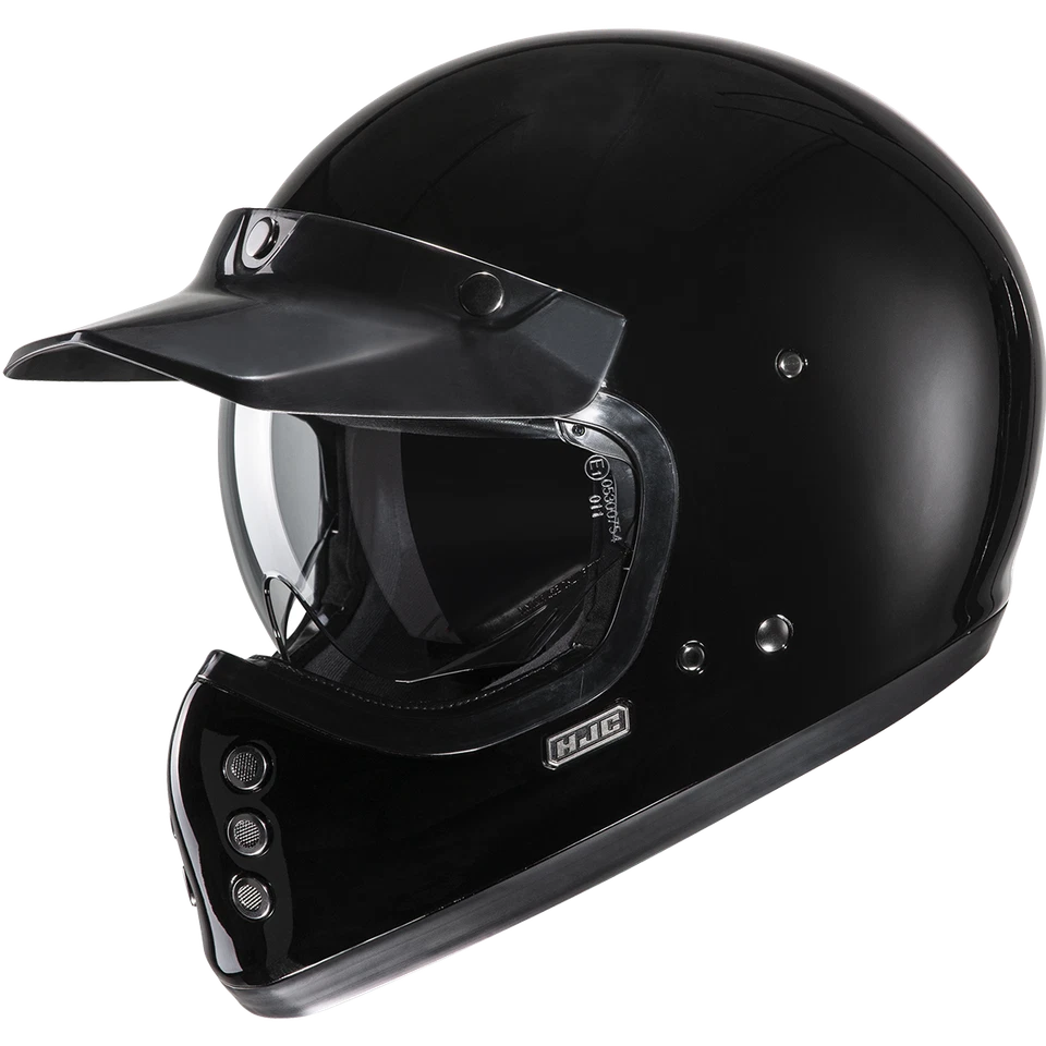 HJC V60 Integralhelm Schwarz Motorradhelm Offroad Retro Helm Vintage - Bild 2 von 2