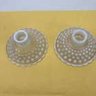 Anchor Hocking Moonstone Opalescent Hobnail Candle Holders Vintage 40s -Set Of 2