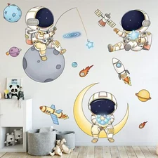 Astronaut Wall Stickers for Boys Bedroom, DILIBRA Cartoon Spaceman Outer Plan...
