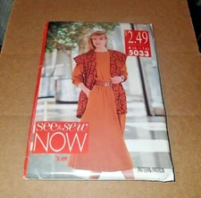 BUTTERICK SEE & SEW PATTERN 5033 ~ MISSES VEST TOP SKIRT ~ SIZE 6 8 10 12 14 NEW