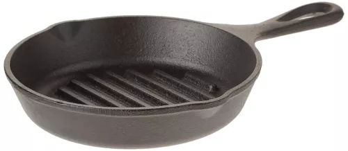 Lodge L3GP Seasoned Cast Iron Ribbed Grill Pan 6.5" for Stove Grill or Campfire