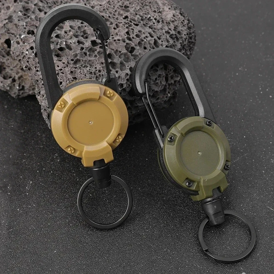 3 Heavy Duty Retractable Carabiner Car Key Chain Reel Holder Steel Cord Keychain - Image 3 of 4