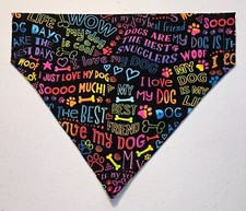 Handmade Over the Collar Pet Bandana, Cool Sayings, Bones, Paws, Dog, Cat