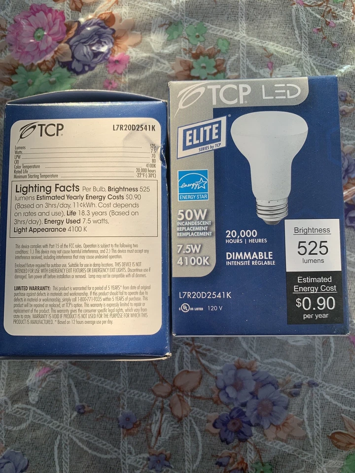 TCP L7R20D2541K, LED 7W R20 DIM 4100K Qty 2 - Image 2 of 3