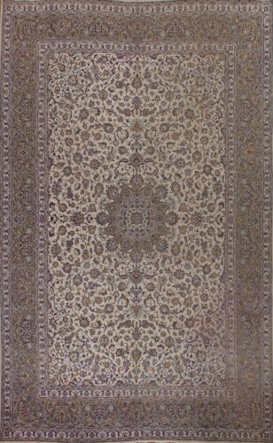 Alfombra vintage marfil/verde Ardakan alfombra de área tradicional floral 10x13 anudada a mano - Imagen 1 de 12