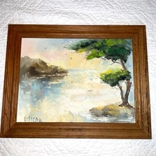 Abstract CA seascape original hand painted oil PAINTING coast line De Mar