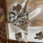 Vintage 1960 Rodium Plated Silvertone Brooch And Clip Earrings Never Used... — photo 2