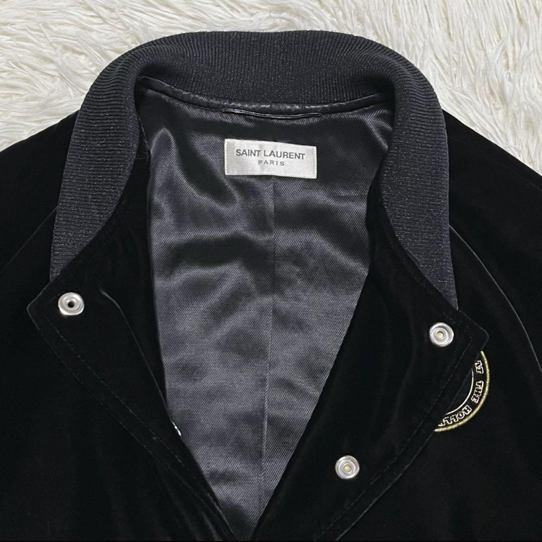 Giacca Teddy Saint Laurent Paris Hedi Velour Palladium Tg 44 Nera Made in Italy