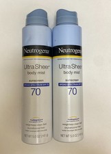 Lot of 2 Neutrogena Lightweight Sunscreen Spray SPF 70, 5 oz Each, Exp 06/2026+ 3.80 per gallon