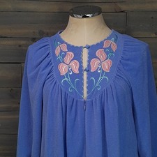 Vanity Fair Robe Womens S Periwinkle Blue Velour Half Zip Dual Pockets Vtg USA