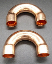2 X 180 DEGREE COPPER RETURN BENDS - END FEED 15mm Plumbing - DIRECT UK Stock