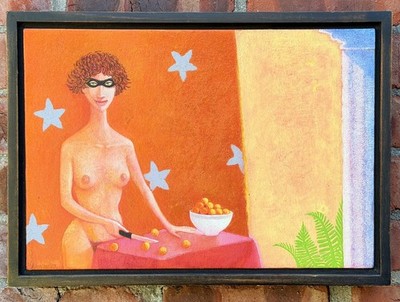 Contemporary Artist Writer Educator Jon Carver Signed Painting. Carnivale. 1999