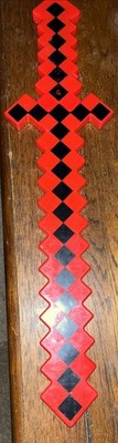 Minecraft Red Pixelated Diamond Block Sword Toy 24'' Plastic Light & Sound Works