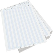 Continuous Computer Paper 14-7/8" x 11" with 1/2" Green Bar 1 Part 92 Bright ...