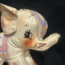RARE Vintage 1950s Circus Elephant Sewn Vinyl plush stuffed Toy w/Defects