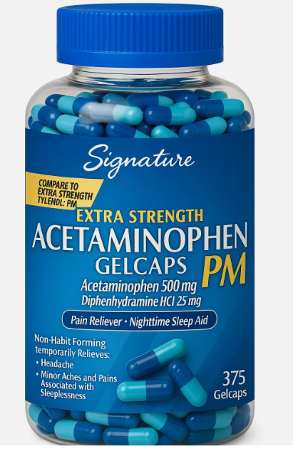 generic Tylenol PM Extra Strength Acetaminophen 500 Mg Pain Reliever, 400 tabs