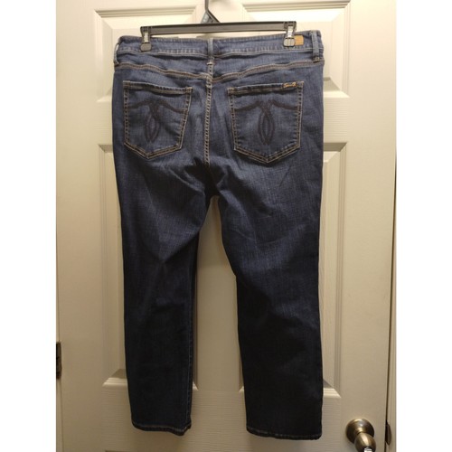 Seven7 Damengröße 14 W Tower gerades Bein dunkle Waschung kurz geschnitten Denim blau Jeans - Bild 2 von 7