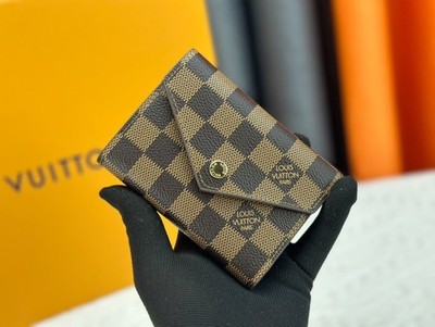 Louis Vuitton Damier Ebene Envelope Wallet Card Holder Brown Canvas LV Paris