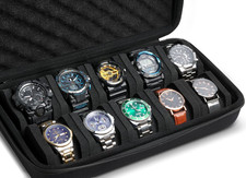 10 Slot Watch Storage Box, Hard Watch Travel Case Bag with Soft Pillow, Watch Di