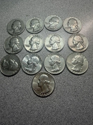 13 Washington Quarters  90% Silver Different Dates and or Mint Marks