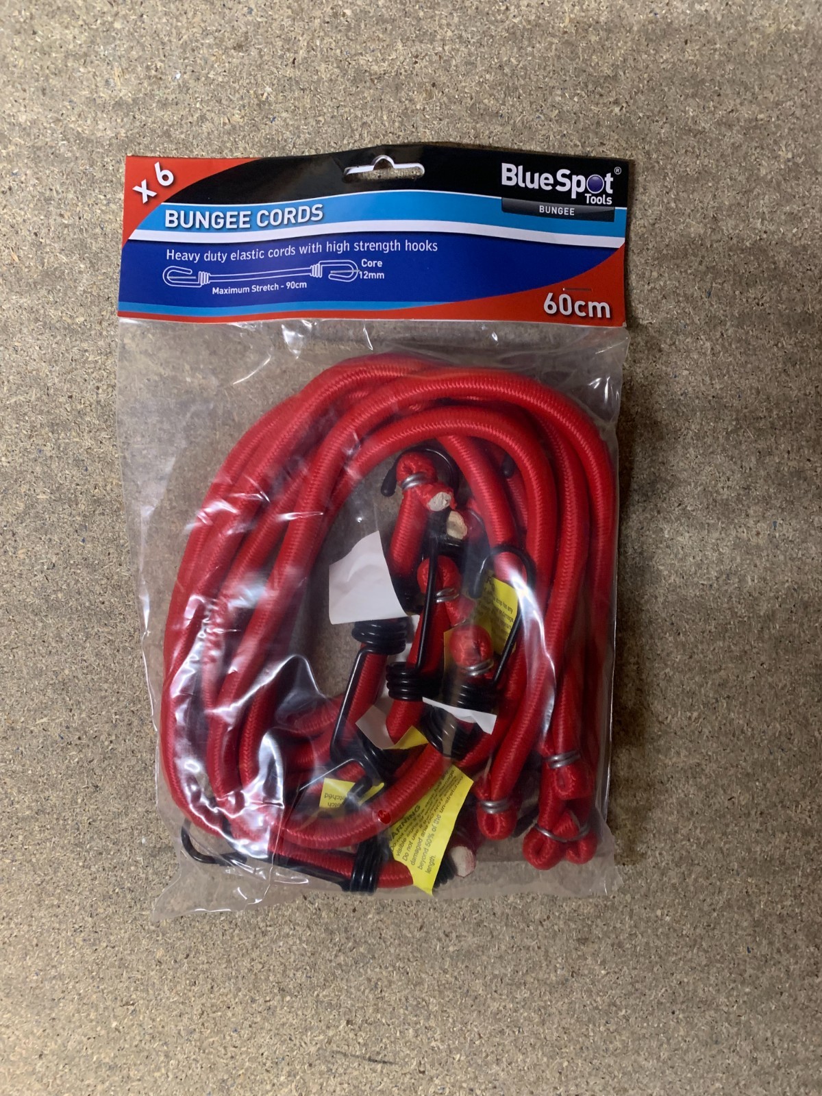 6pc Bungee Cord Set Heavy Duty Thick Strong Bungees Cords Cars Trailers 60CM