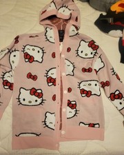 NWT Hello Kitty Hot Topic PINK HK HEAD button-up Cardigan L