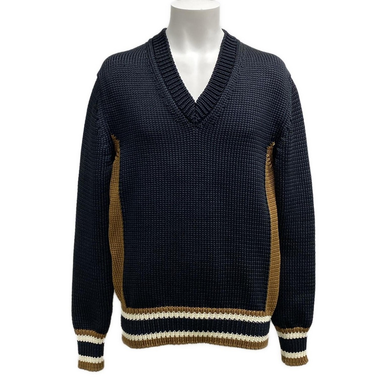 Auth LOUIS VUITTON Back Logo Knit Sweater HFN80WHQP Dark Navy