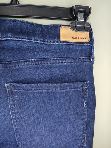 Express Denim Jeans 12 Short Legging Mid Rise Stretch Dark Wash Slimming - Picture 8 of 8