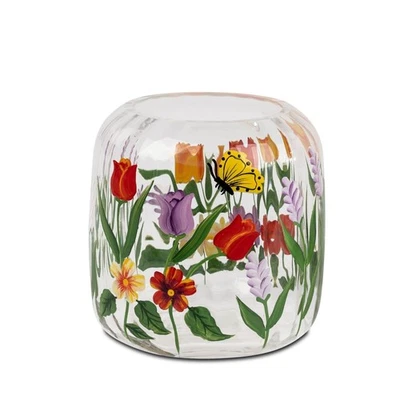 Glasvase, Windlicht Wiesenblumen rund H. 10cm transparent bunt Formano F26 - Bild 1 von 2