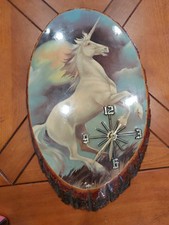 Vintage 70s 80s Log Slice Unicorn Clock   Enc...