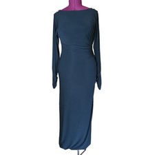 Lauren Ralph Lauren Evenings Maxi Black Dress Open Slit Sleeves Women Size 8P