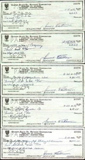 Vintage 1972 QUAKER STATE OIL Refining Corporation-Wheeling Ohio Lot of 5 CHECKS