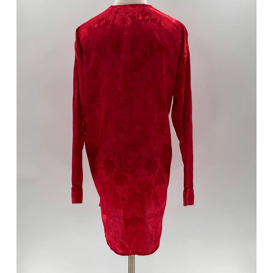 Camisa Henley de Colección Victoria's Secret Etiqueta Dorada Roja Floral Manga Larga para Dormir-M Foto 3 de 4