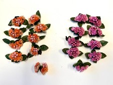 Lot of 18 Vintage Millinery Corsage Orange and Pink Flowers with Green Leaves