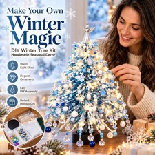 DIY Beaded Winter Magic Set Craft Kit with LED Lights, Handmade Holiday Tabletop