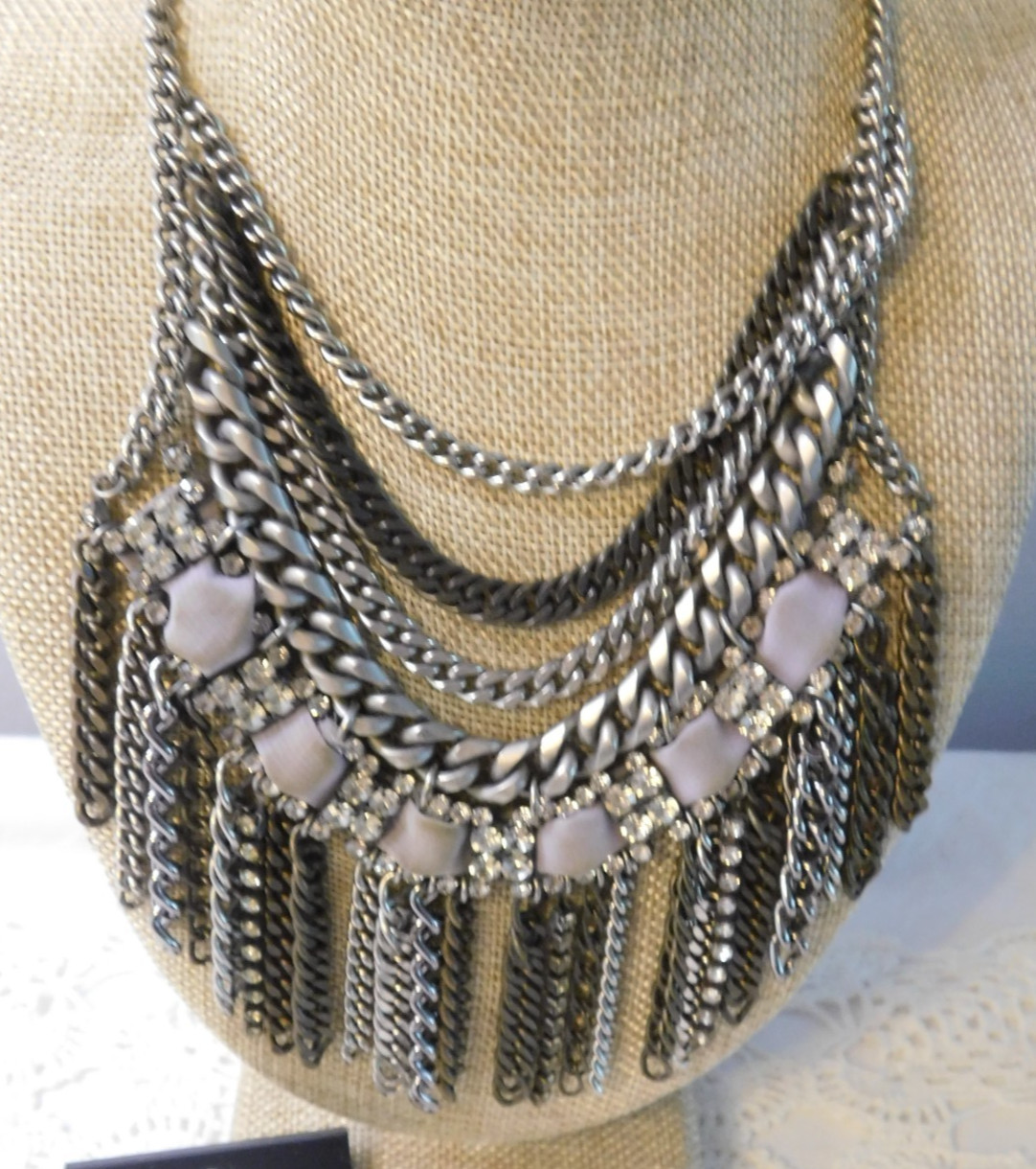 Camilla James Statement Rhinestone Multi Chain Ne… - image 1