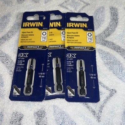 Irwin Tools Impact Performance Series 1/4  T10 Torx Impact Power Bit 3x Bit Life