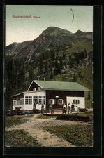Unterkunftshaus Bodenschneid, Berghütte mit Panorama, Ansichtskarte 1911 