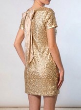 New BHLDN Back-Bow Glitz 2 / XS Sequined Champagne Gold Semi-Formal Party Mini