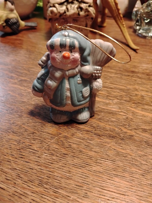 Ceramic Glittered Snowman In Blue 3.25 Ornament Christmas Decoration