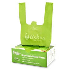 Baby Disposable Diaper Bags,300 Count Oxo-Biodegradable Diaper Sacks,Easy-Tie
