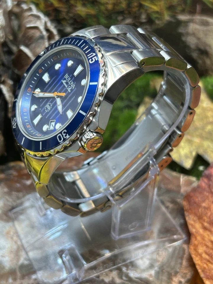 Vintage Men’s Silver Tone Bulova Marine Star 200m WR Diver Quartz Watch. Runs - Image 3 of 4