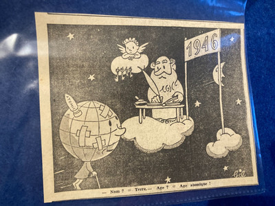ATOMIC AGE  CARTOON  FRENCH  15/13 CM POST WW2 ORIGINAL CUTTING JAN  1946