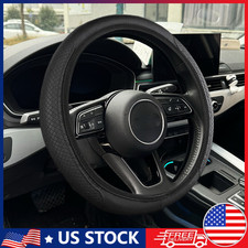 Car Leather Steering Wheel Cover Good Grip Car Accessories For 1537-38cm Black