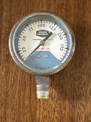 #ad Vintage Union Carbide Pressure Gauge – Steampunk Robot Art – Industrial – Good $16.99