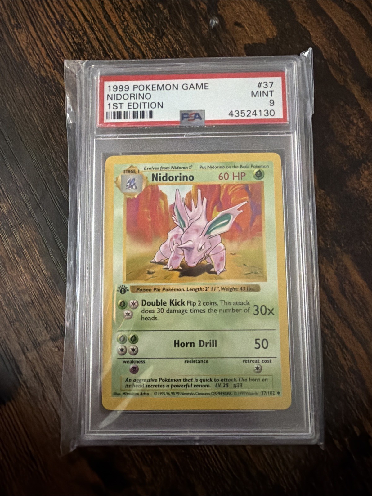 Nidorino #37 1st Edition Base Set 1999 Pokémon Game PSA 9 🍃